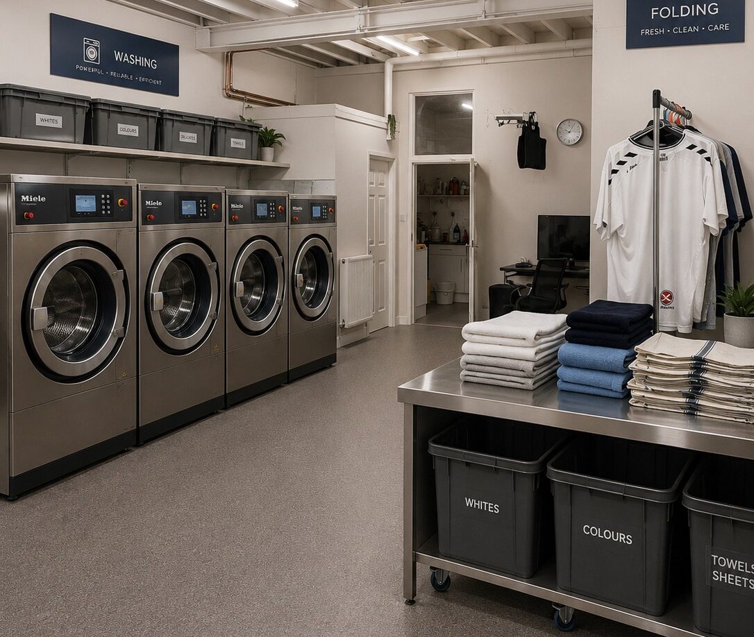 Clean and bright laundromat interior