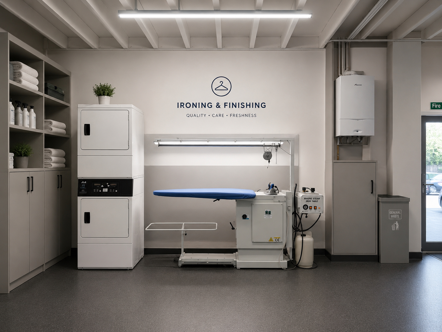 Clean and welcoming laundromat interior